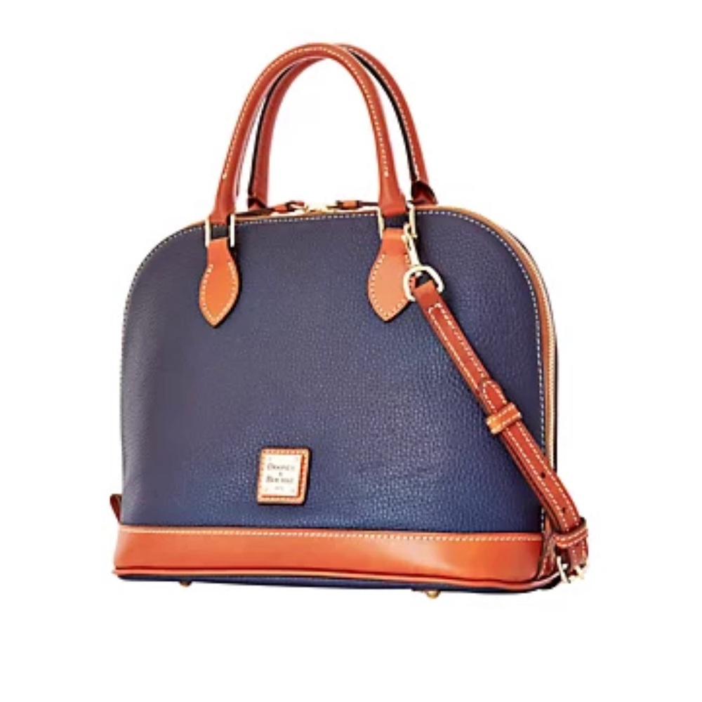 Blue Dooney & Bourke Pebble Grain Zip Zip Satchel Purse